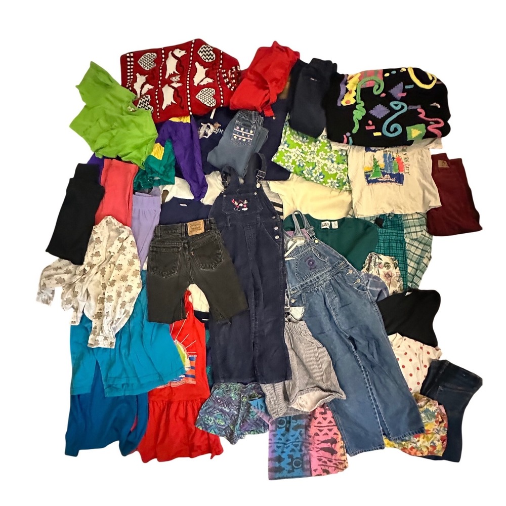 Vintage Kids Clothing Lot Levis 550 Disney Minnie Overalls Graphic Tees 44pc
